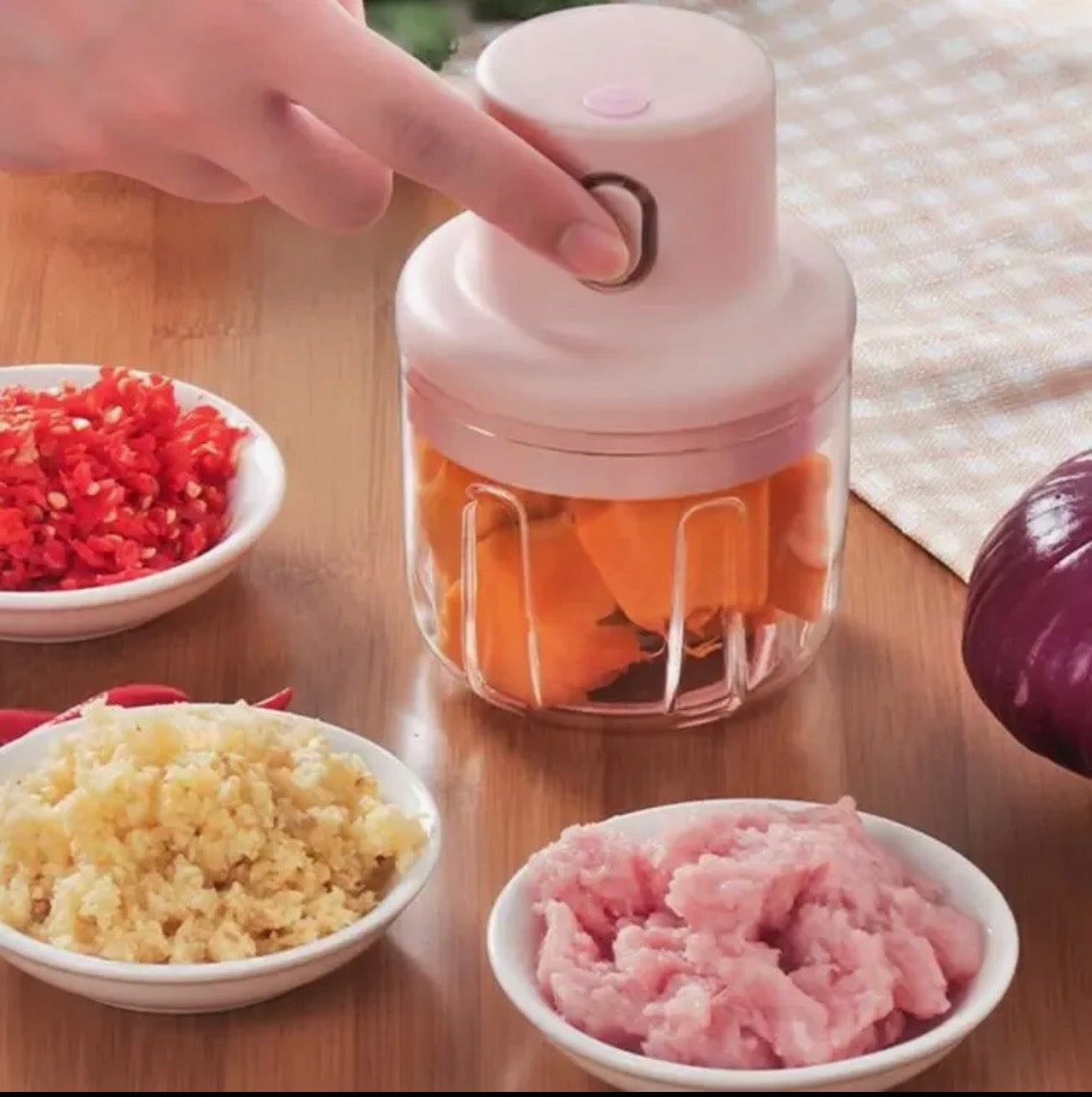 USB Rechargeable Electric Mini Food Chopper | Garlic, Onion, Vegetable & Meat Grinder | Portable Kitchen Processor